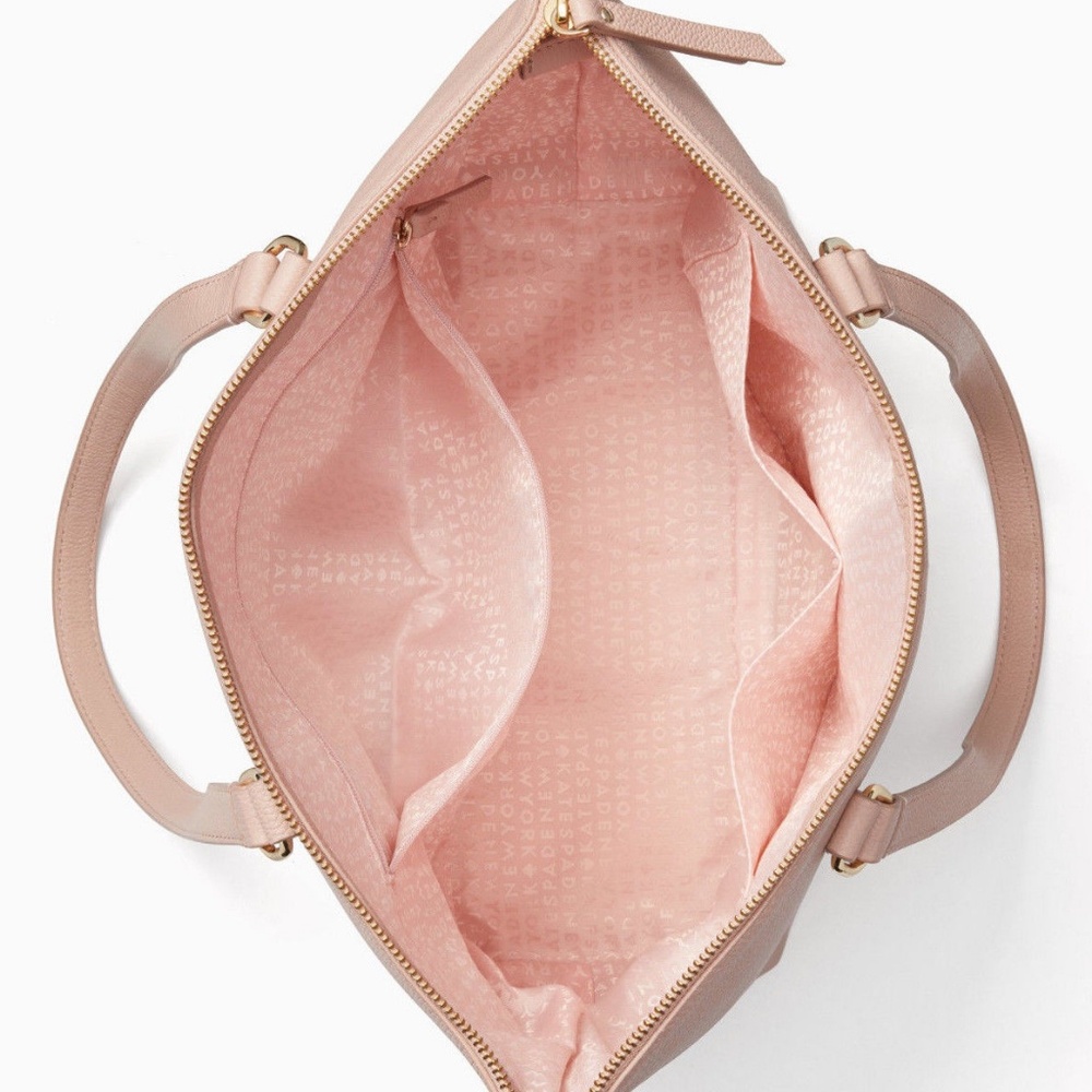 Kate Spade Logo Penny Pink Leather Tote NWT $399 - Picture 4 of 7